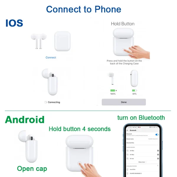 i60 TWS PK w1 chip i30 i12 i20 tws Bluetooth Earbuds Wireless Earphone Pk aire2 aire 2 i80 i40 LK TE9 i13 i14 i15 i16 - Image 2